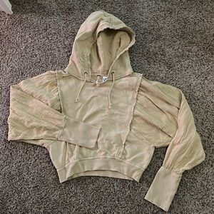 NEW Free people love letter long sleeve hoodie Medium M tan